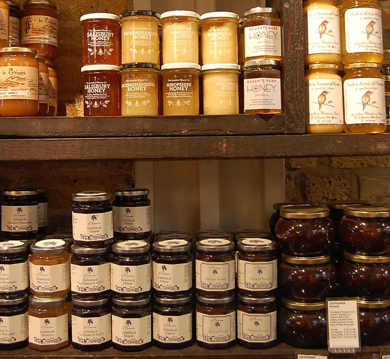 Honey jars, closeup
