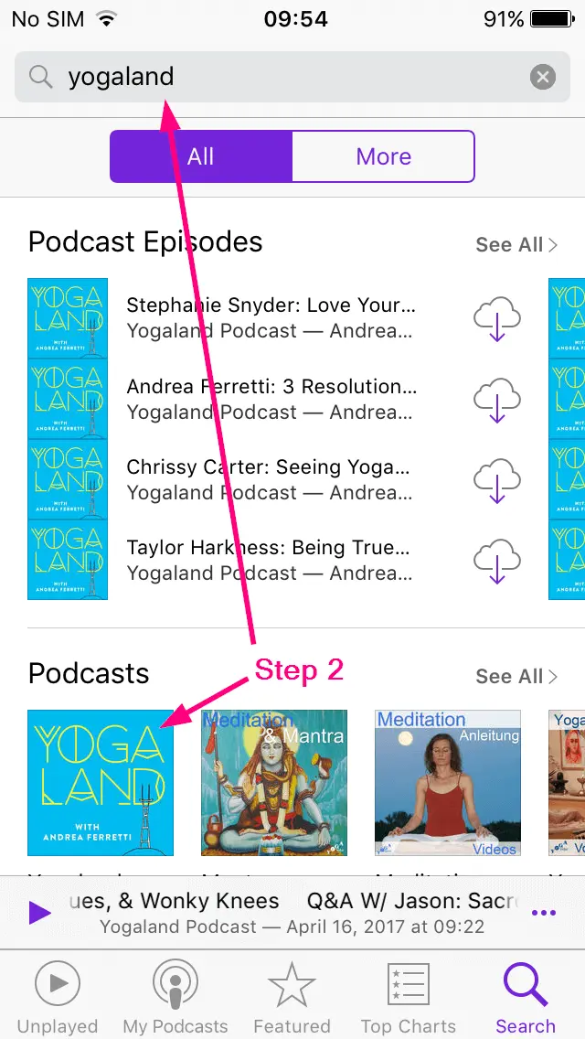 How to subscribe to a podcast - IOS Podcasts, step 2